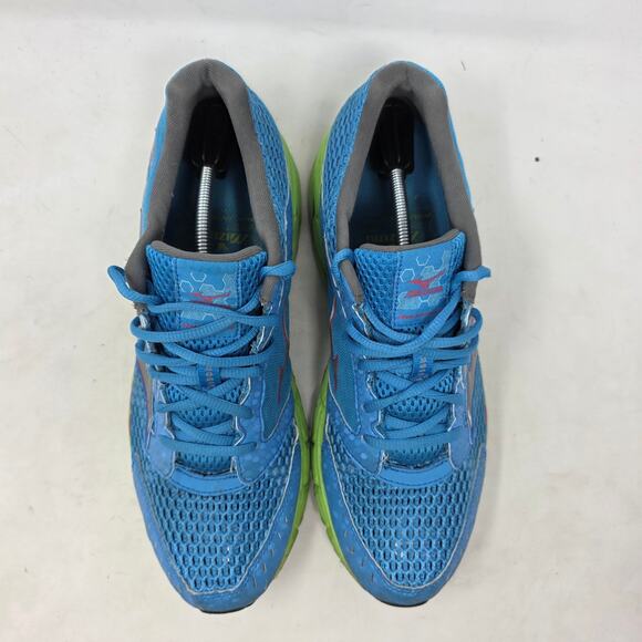 Mizuno Wave Rider Blue Lime Running Shoes Womens Size 11 - Picture 4 of 8